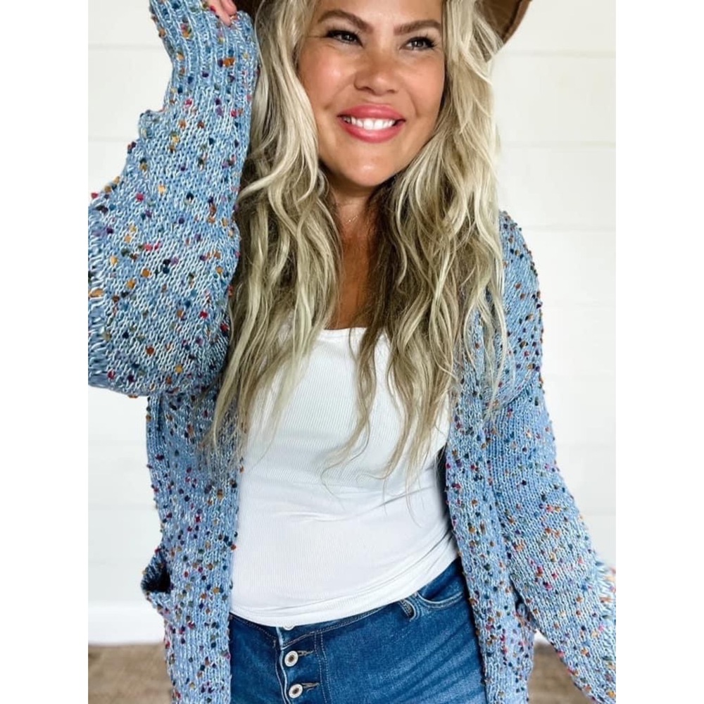 Light Blue Razz Confetti Cardigan
